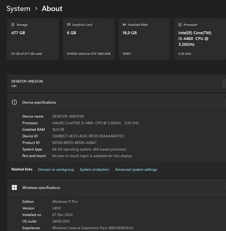 Gaming PC with ARGB, GT1060 6Gb GPU, i5-4460 CPU, 16Gb RAM, 512Gb NvMe, DVD, Win 11 Pro