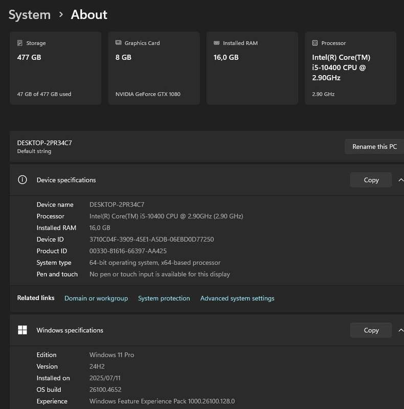 Gaming PC with ARGB, GTX1080 8Gb GPU, i5-10400 CPU, 16Gb RAM, 512Gb NvMe, Win 11 Pro