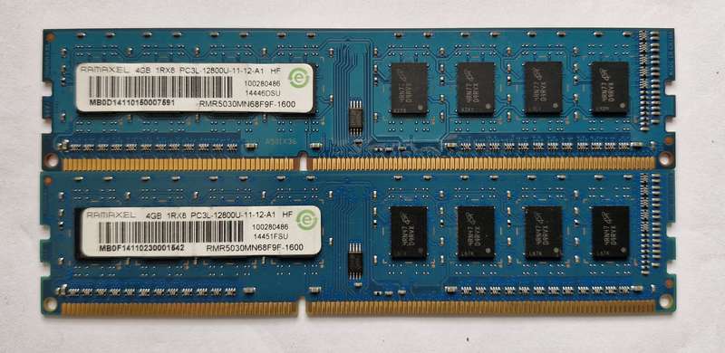 8Gb (2x4Gb) DDR3 1600MHz RAM, 240 pin for PC