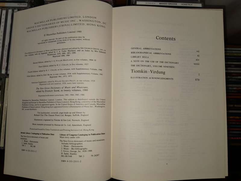 The New Grove Dictionary of Music and Musicians - full set of 20 volumes