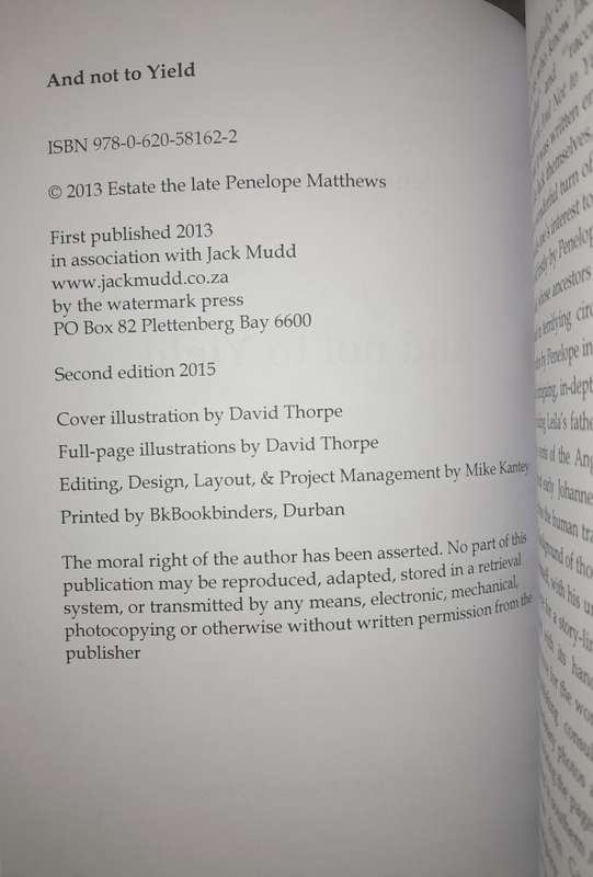 And not to yield - Penelope Matthews