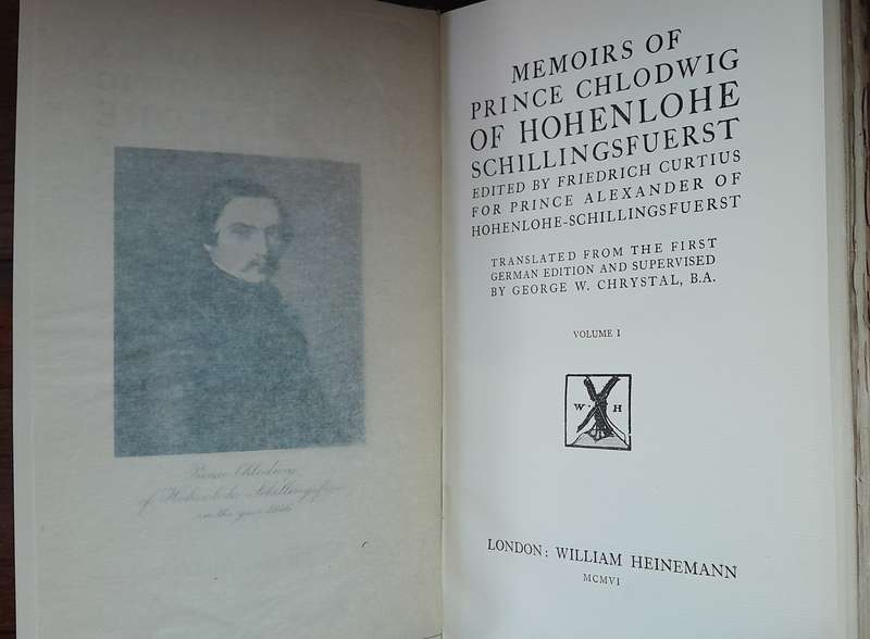 Memoirs of Prince Hohenlohe - Biography (vol. 1 & 2)