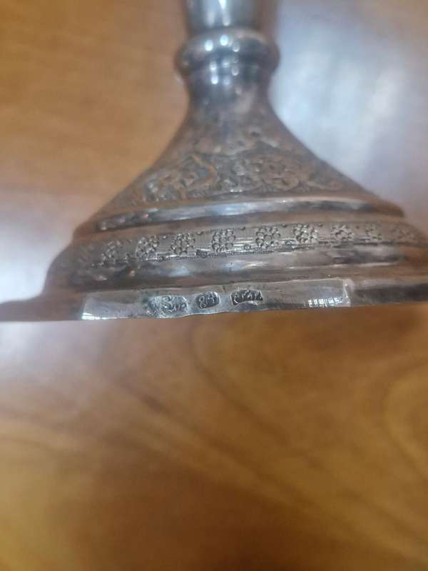 Antique solid silver Middle Eastern Candlestick