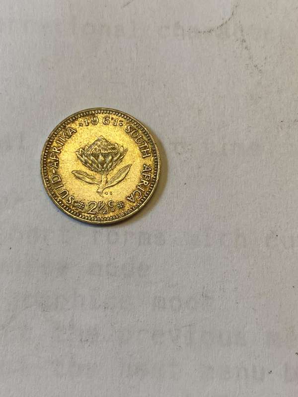 1961  South Africa 2 1/2 cent coin