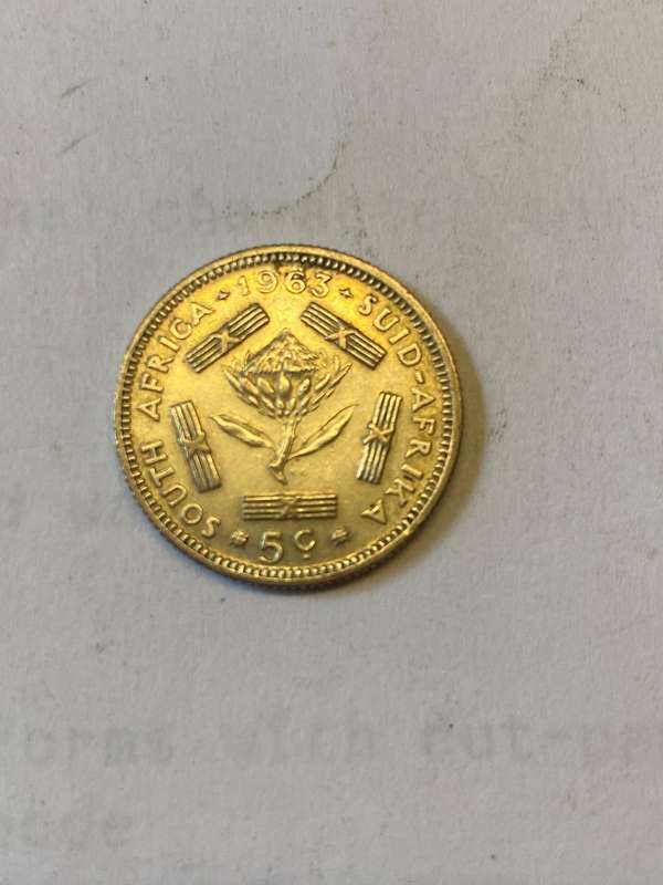 1963 South Africa 5 cent coin