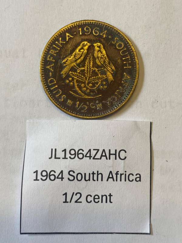 1964  South Africa 1/2 cent coin