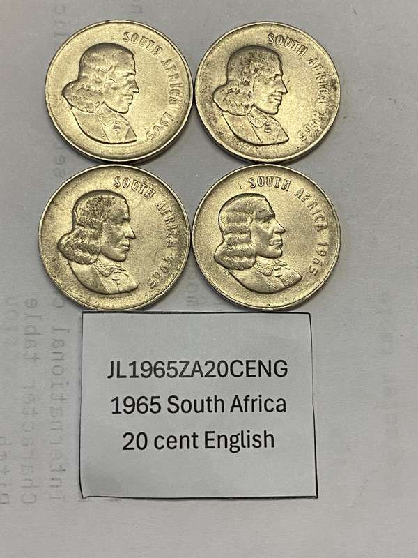 1965 South Africa 20 cent - ENGLISH - BID PER COIN