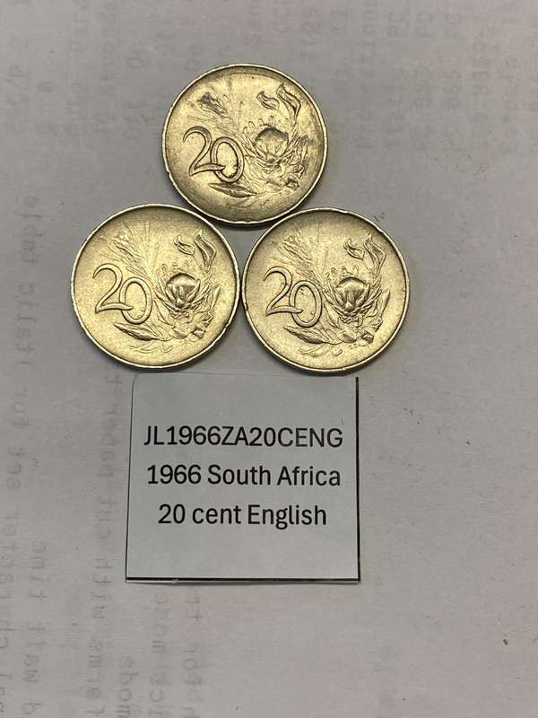 1966 South Africa 20 cent - English - BID PER COIN