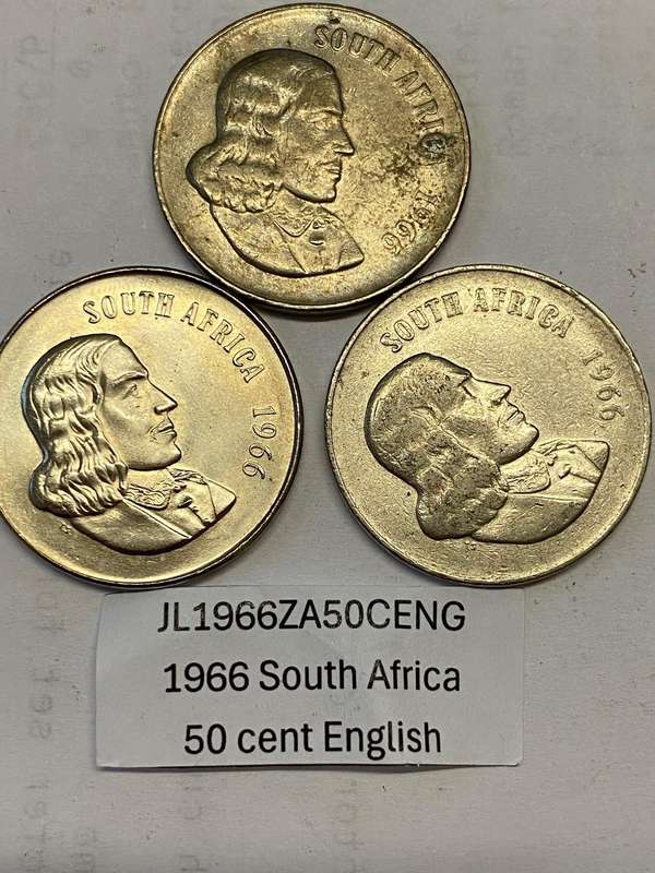 1966 South Africa 50 cent - English - BID PER COIN