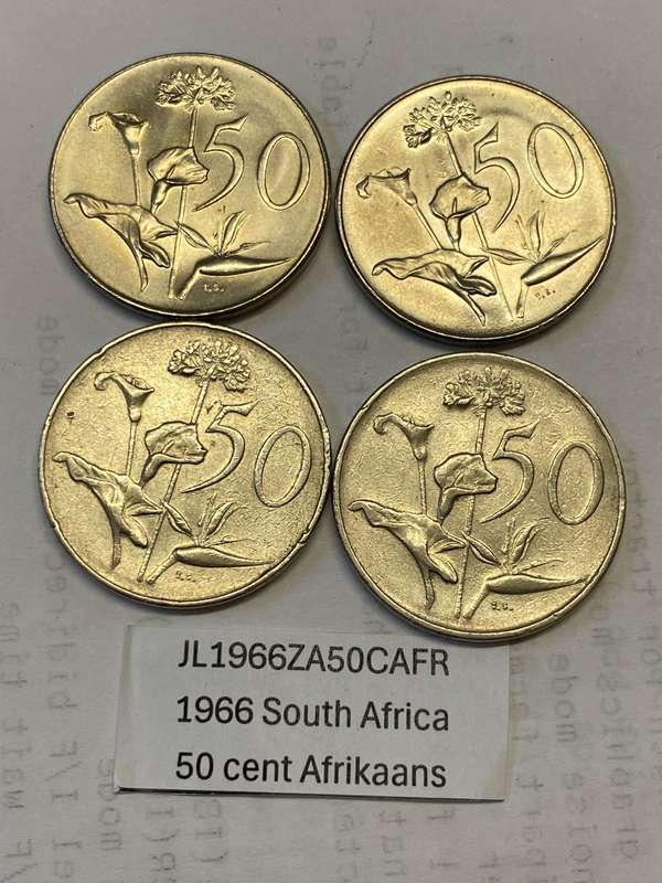 1966 South Africa 50 cent - AFRIKAANS BID PER COIN