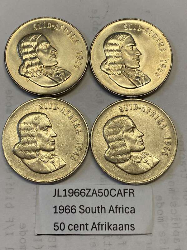 1966 South Africa 50 cent - AFRIKAANS BID PER COIN