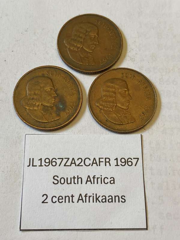 1967 South Africa 2 cent - AFRIKAANS - BID PER COIN