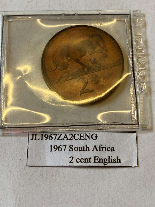1967 South Africa 2 cent - ENGLISH in pouch