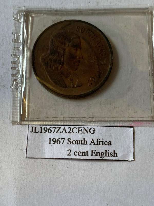 1967 South Africa 2 cent - ENGLISH in pouch