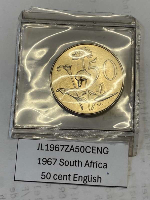 1967 South Africa 50 cent - ENGLISH in pouch