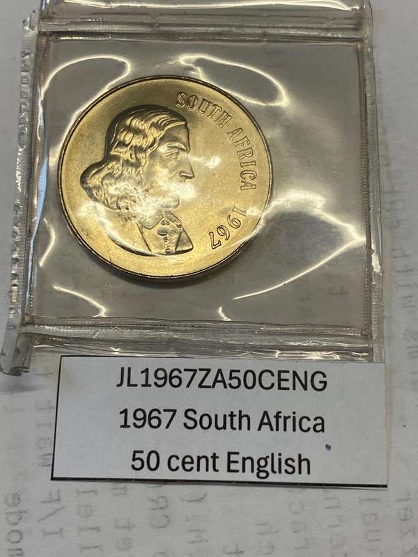 1967 South Africa 50 cent - ENGLISH in pouch