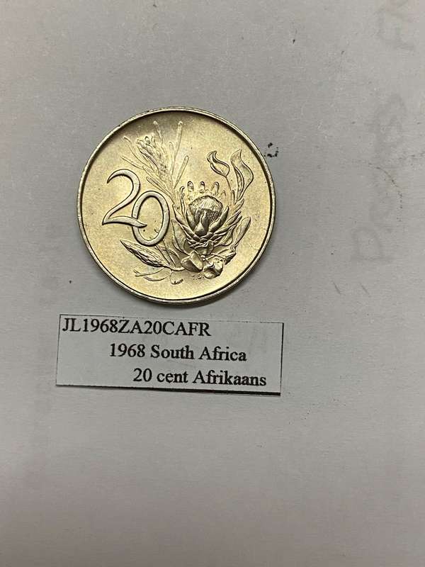 1968 South Africa 20 cent - AFRIKAANS