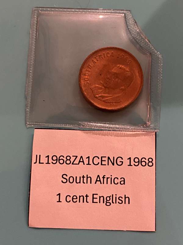 1968 South Africa 1 cent - English IN POUCH