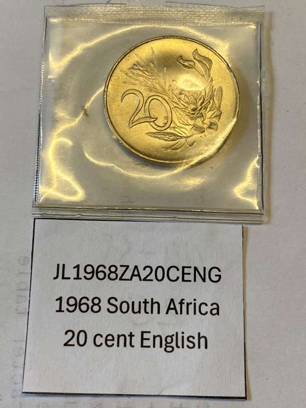 1968 South Africa 20 cent - ENGLISH - IN POUCH