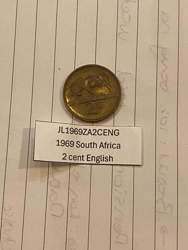 1969 South Africa 2 cent - ENGLISH - BID PER COIN