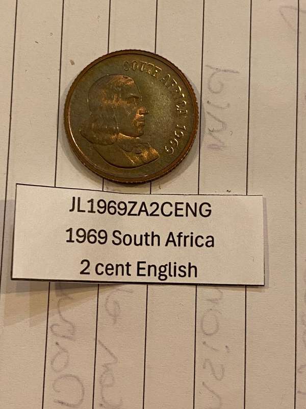 1969 South Africa 2 cent - ENGLISH - BID PER COIN