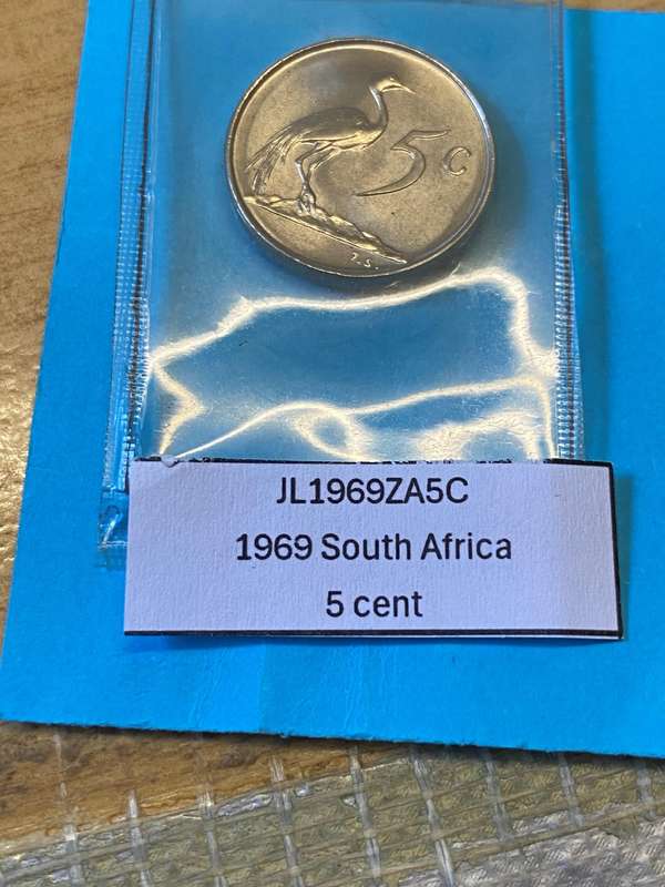 1969 South Africa 5 cent AFRIKAANS UNC - in Mint Set Pouch
