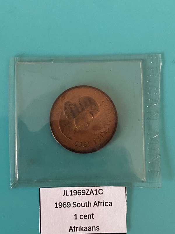 1969 South Africa 1 cent - AFRIKAANS in pouch