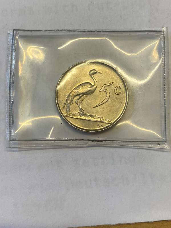 1969 South Africa 5 cent ENGLISH UNC - in Mint Set Pouch