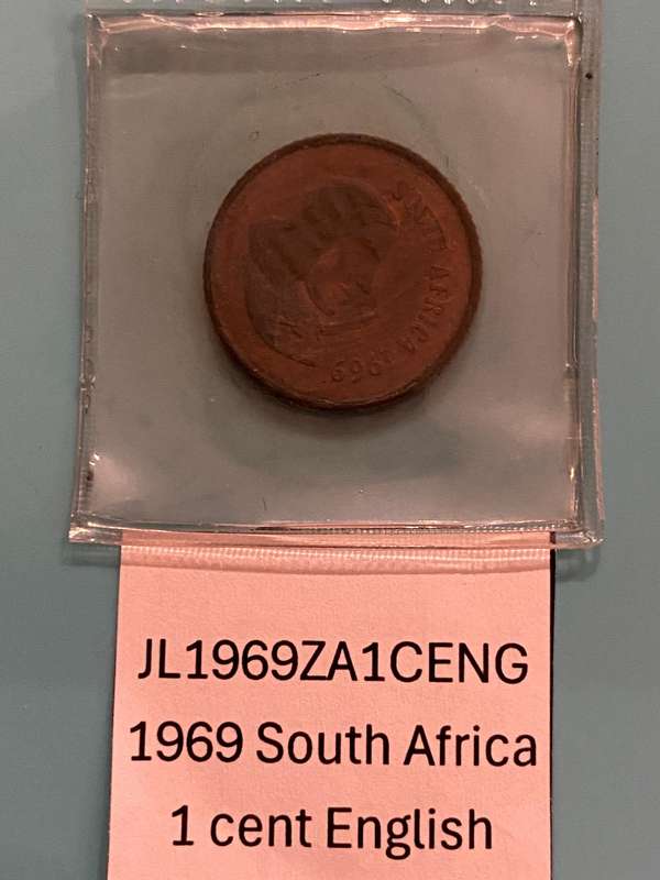 1969 South Africa 1 cent - ENGLISH BID PER COIN