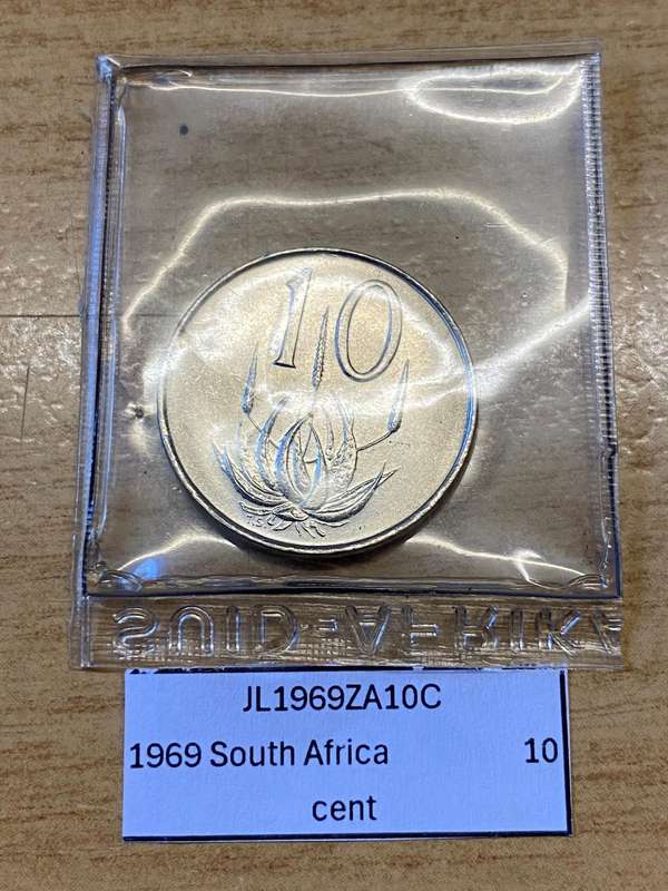 1969 South Africa 10 cent AFRIKAANS UNC - in Mint Set Pouch