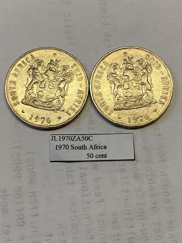 1970 South Africa 50 cent - BID PER COIN