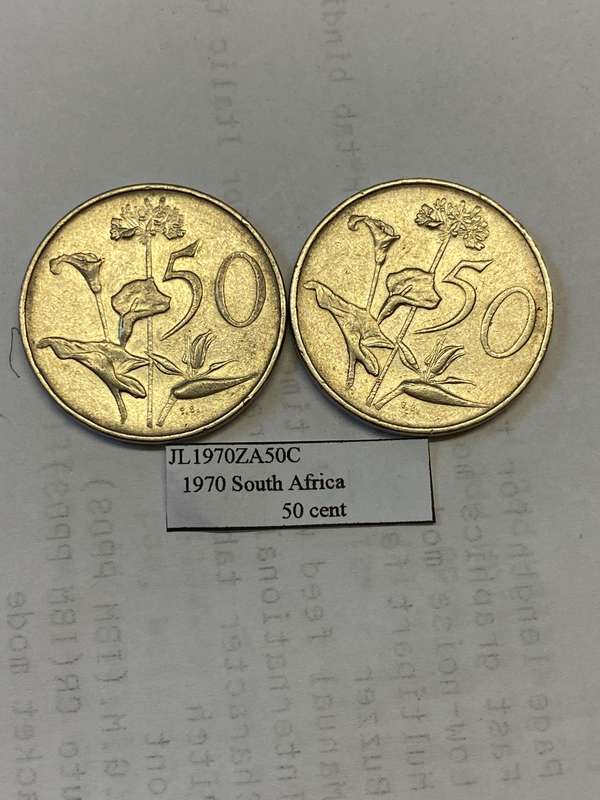 1970 South Africa 50 cent - BID PER COIN