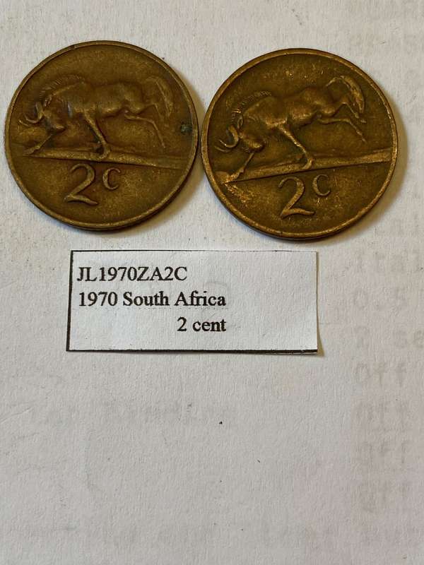 1970 South Africa 2 cent - BID PER COIN