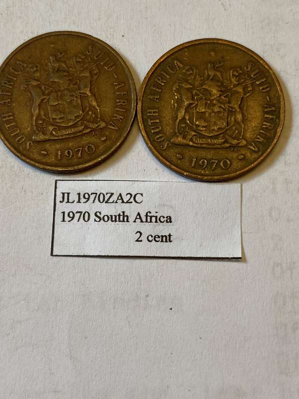 1970 South Africa 2 cent - BID PER COIN