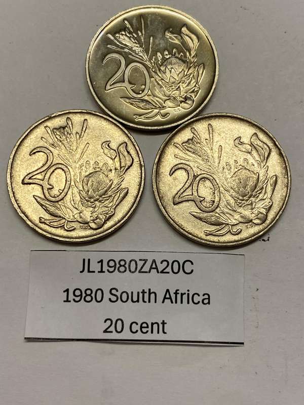 1980 South Africa 20 cent - BID PER COIN