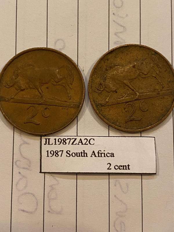 1987 South Africa 2 cent - BID PER COIN