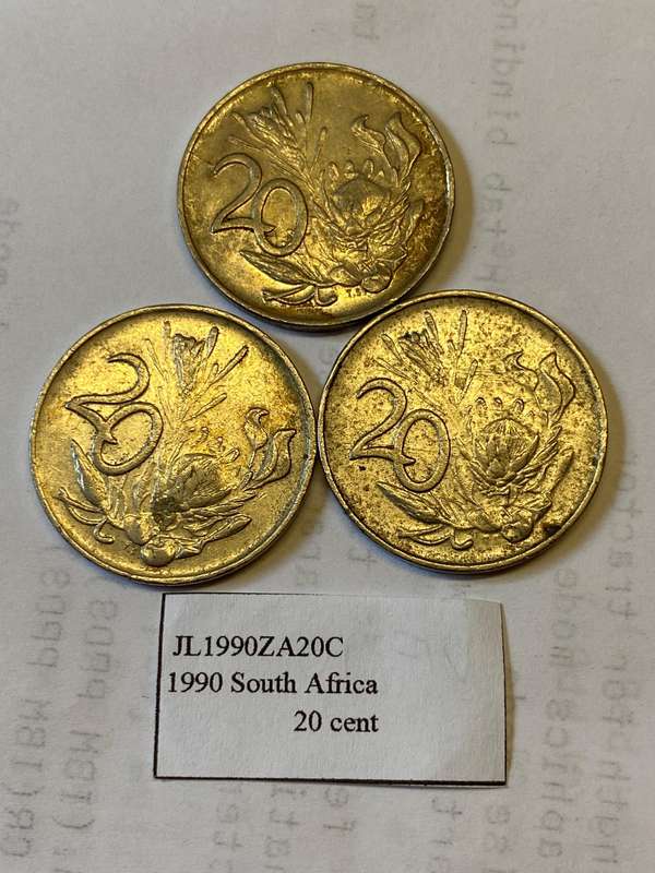 1990 South Africa 20 cent - BID PER COIN