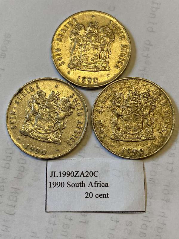 1990 South Africa 20 cent - BID PER COIN
