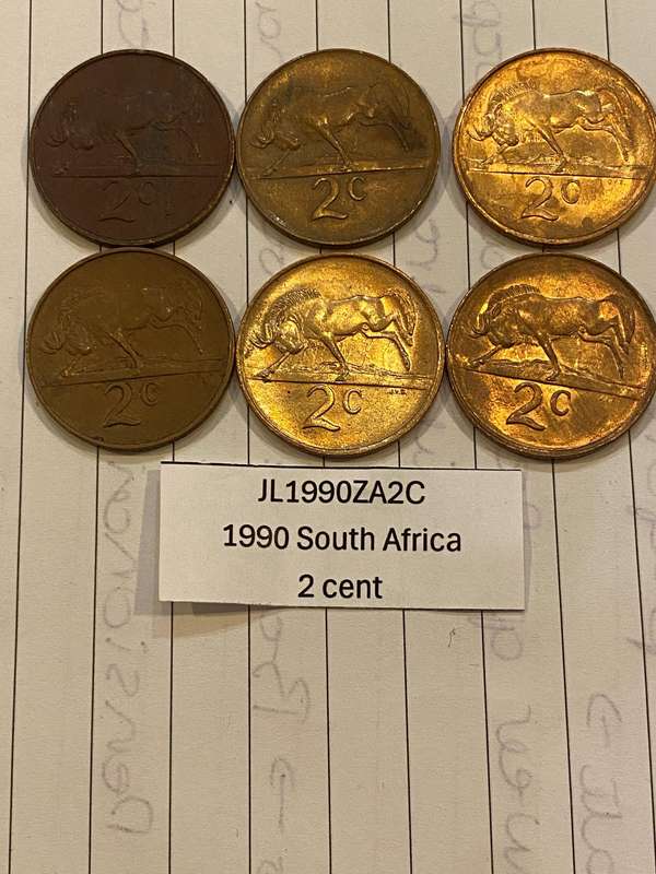 1990 South Africa 2 cent - BID PER COIN