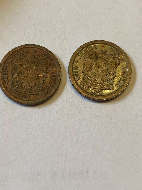 1991 & 1993 South Africa 2 cent - BID PER COIN