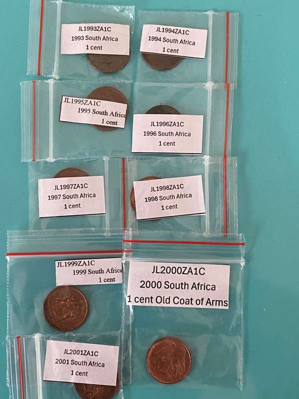 1993 to 2001 1 cent collection - BID PER COLLECTION