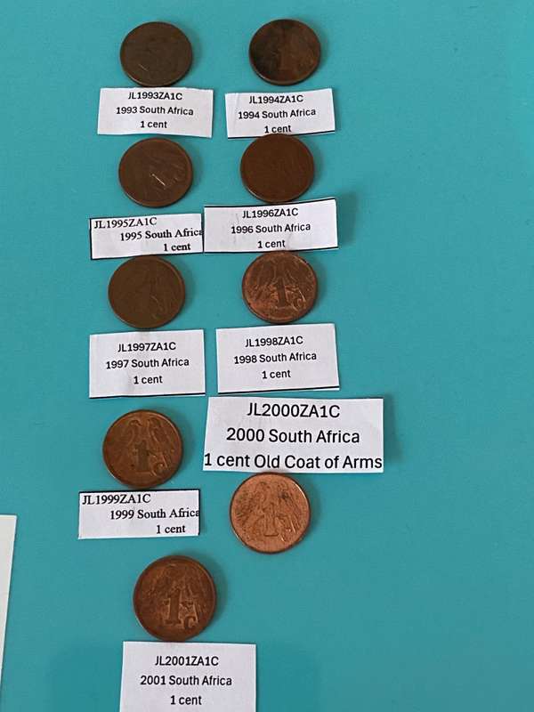 1993 to 2001 1 cent collection - BID PER COLLECTION
