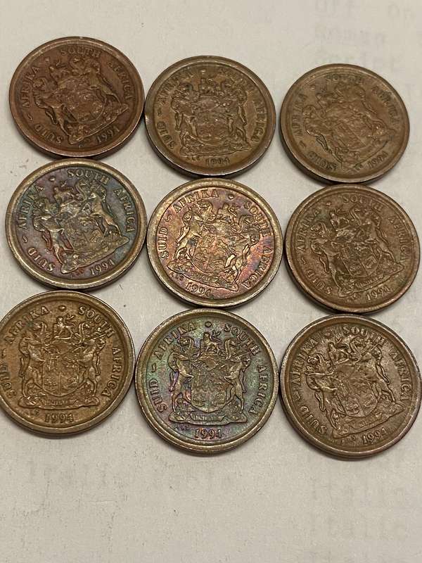 1994 South Africa 2 cent - BID PER COIN