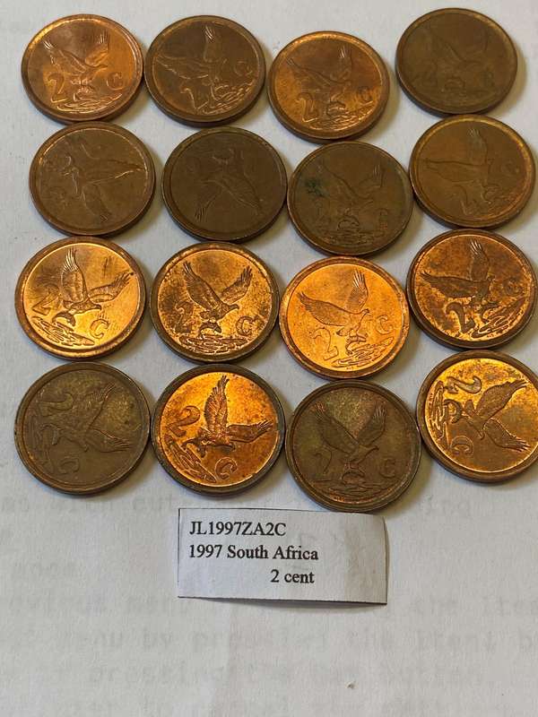 1997 South Africa 2 cent - BID PER COIN