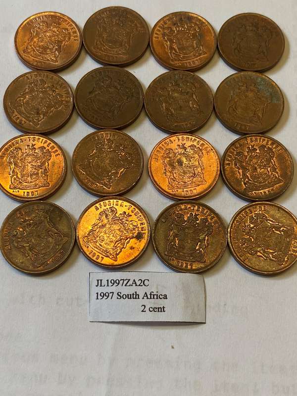 1997 South Africa 2 cent - BID PER COIN