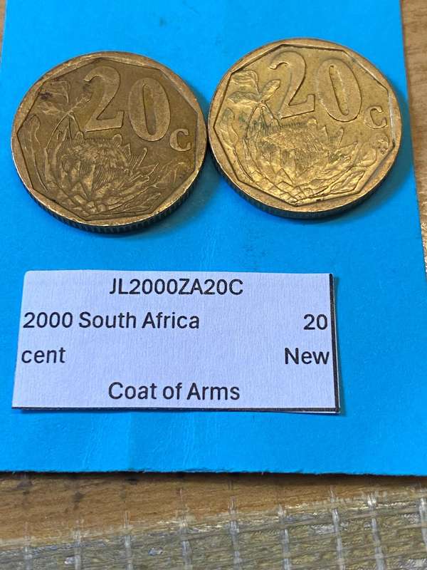 2000 South Africa 20 cent New Coat of Arms- BID PER COIN