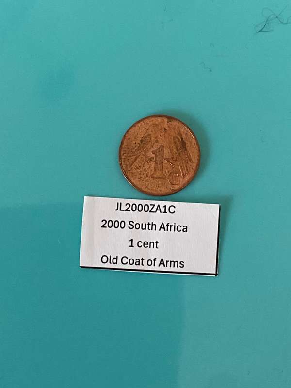 2000 South Africa 1 cent  Old Coat of Arms- BID PER COIN