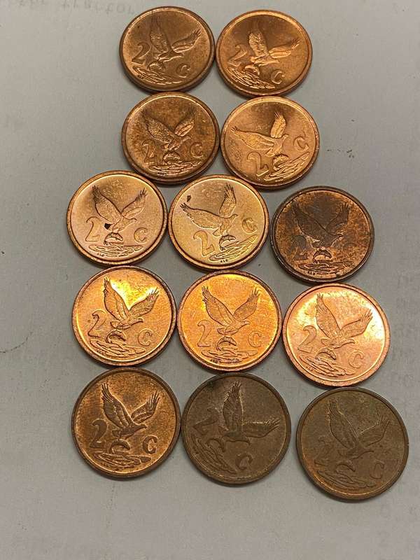 2000 South Africa 2 cent OLD COAT OF ARMS - BID PER COIN