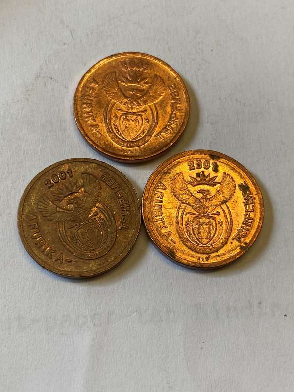 2001 South Africa 2 cent - BID PER COIN