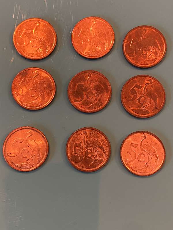 2002 to 2010 5 cent South Africa - BID PER COLLECTION